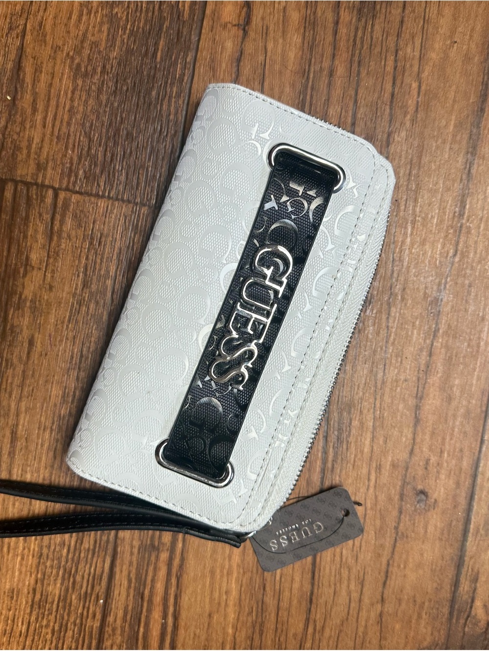 Guess White Wallet with Black Logo Strap